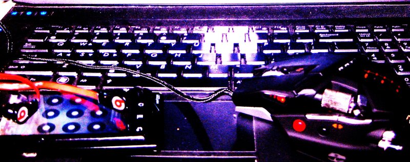 laptop with gaming peripherals