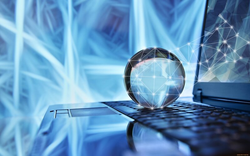 Laptop with Globe Sphere