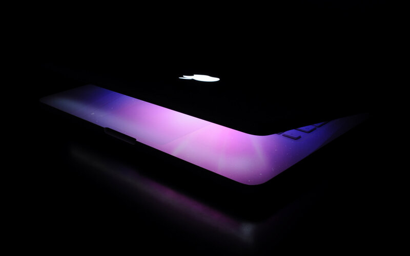 Laptop with Glowing Screen — Purple