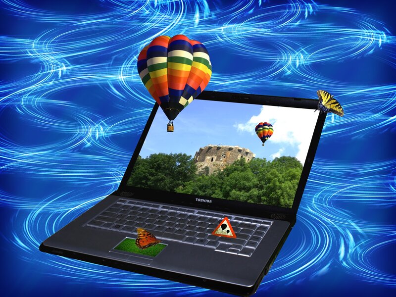 Laptop with Hot Air Balloons