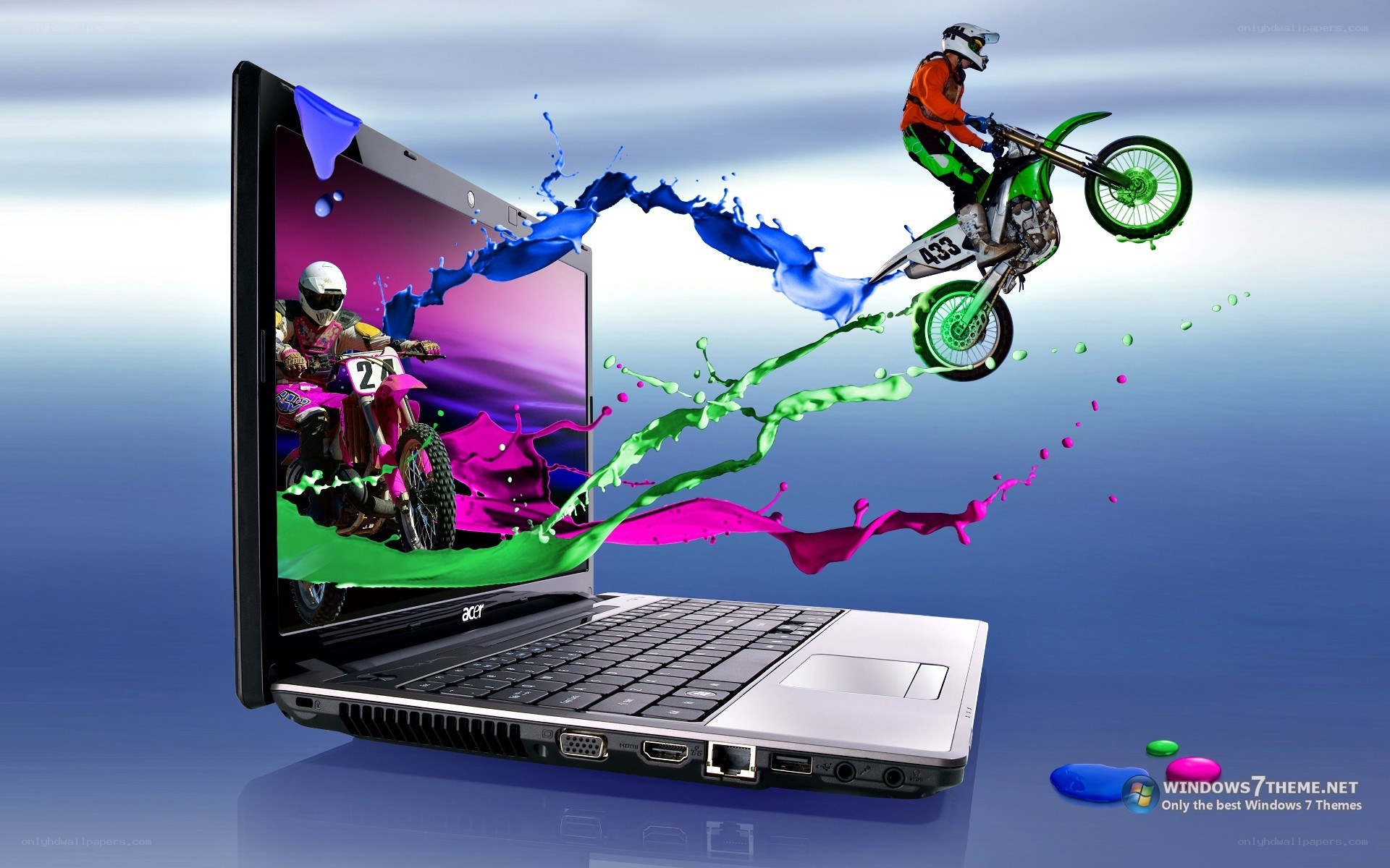 laptop with motocross animation