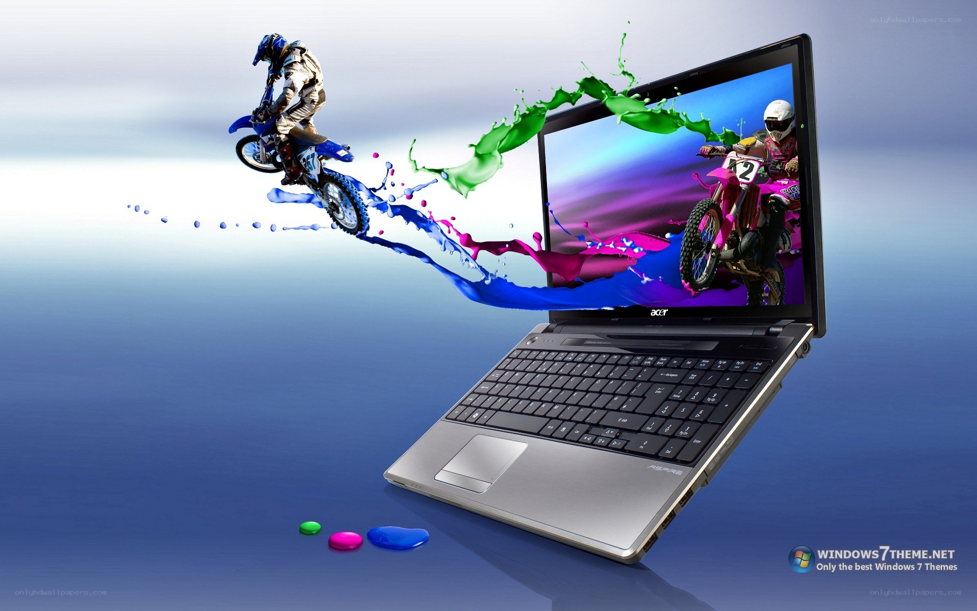 laptop with motocross animation