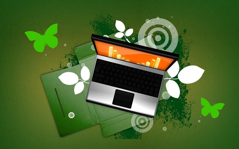 laptop with nature elements