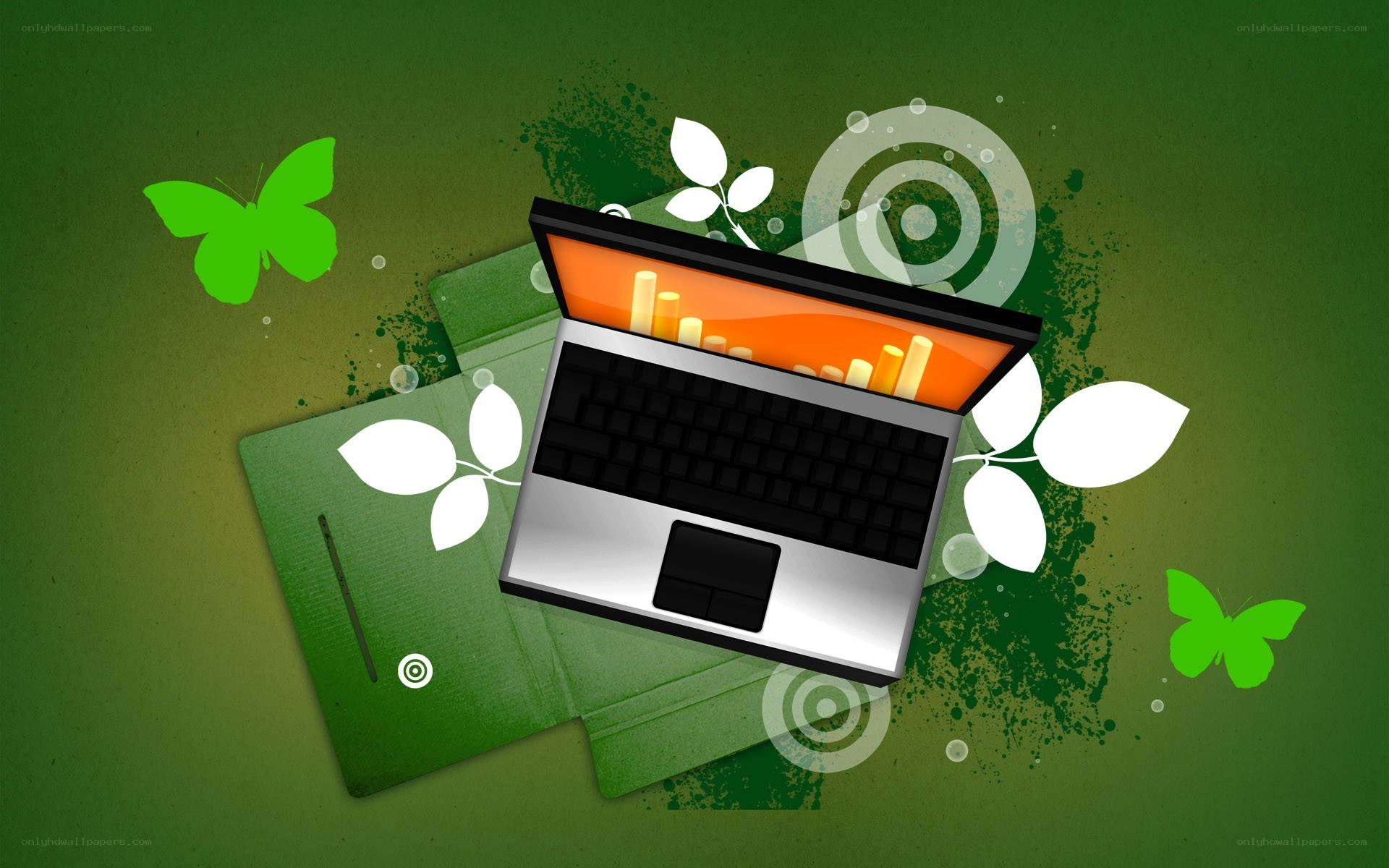 laptop with nature elements