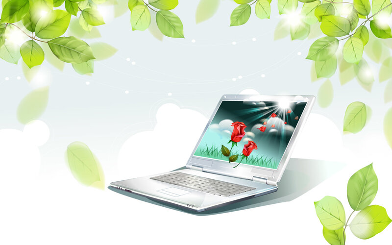 laptop with nature theme