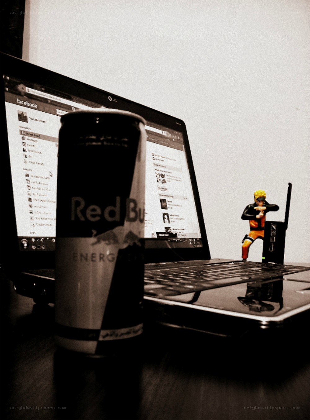 Laptop with Red Bull can