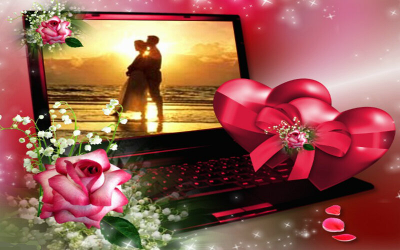 Laptop with Romantic Scene
