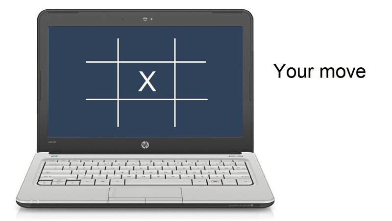 Laptop with Tic-tac-toe Game