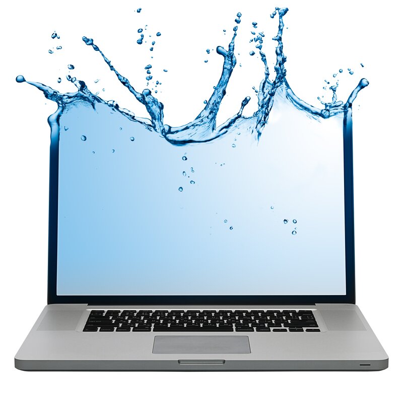 laptop with water splash