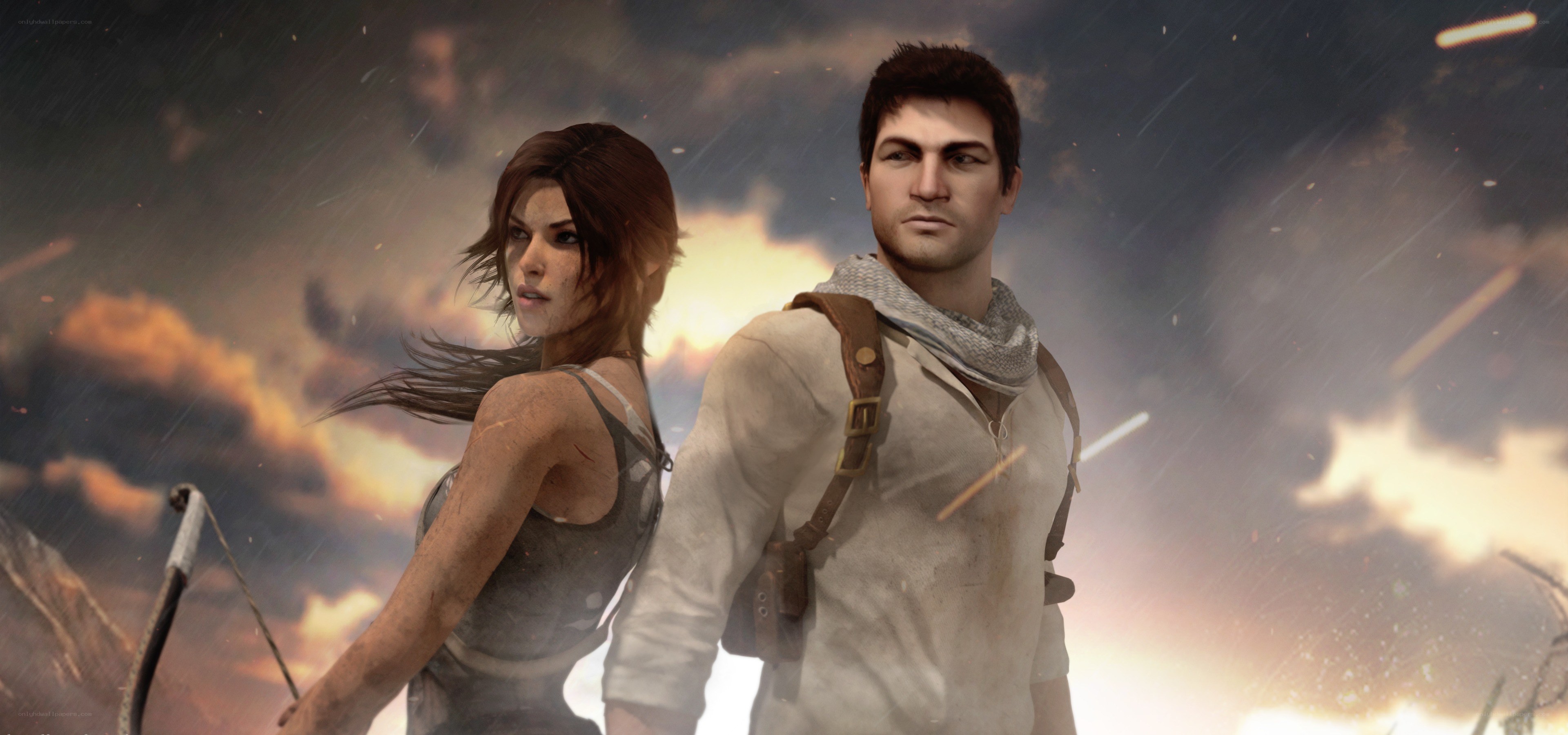 Lara and Nathan in a storm