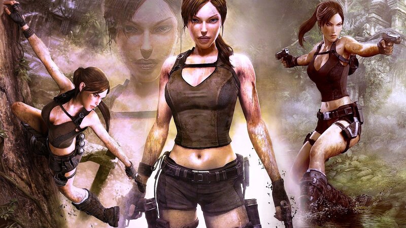Lara Croft action collage