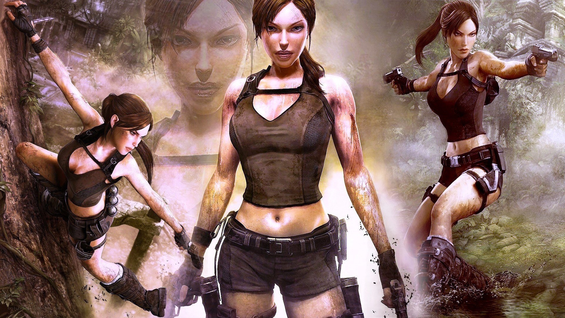 Lara Croft action collage
