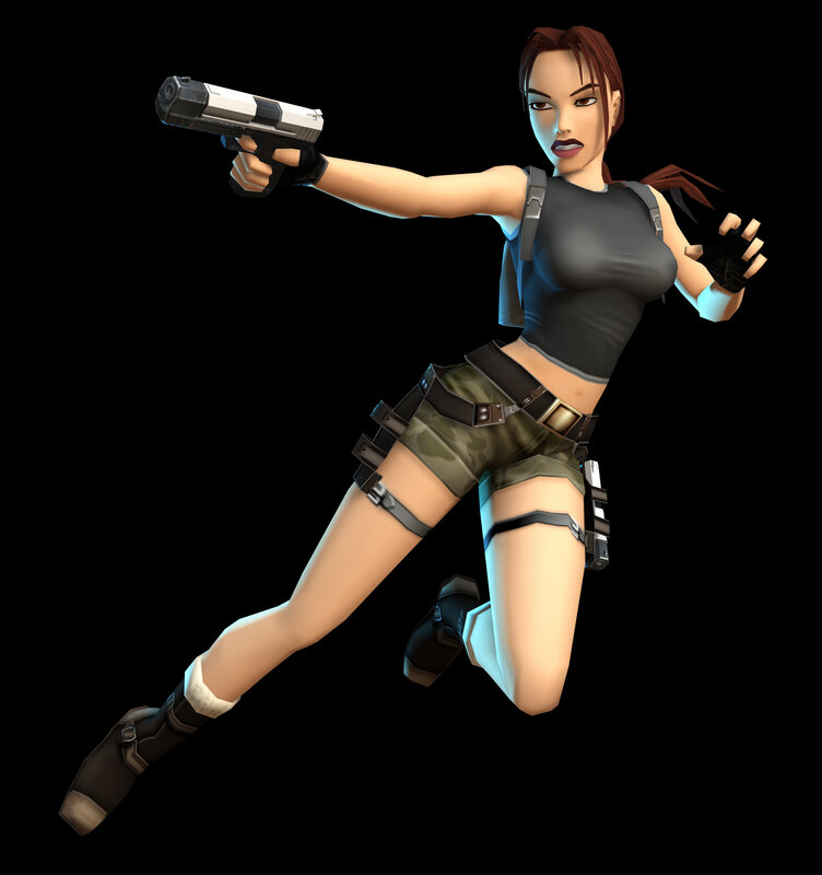 Lara Croft aiming pistol