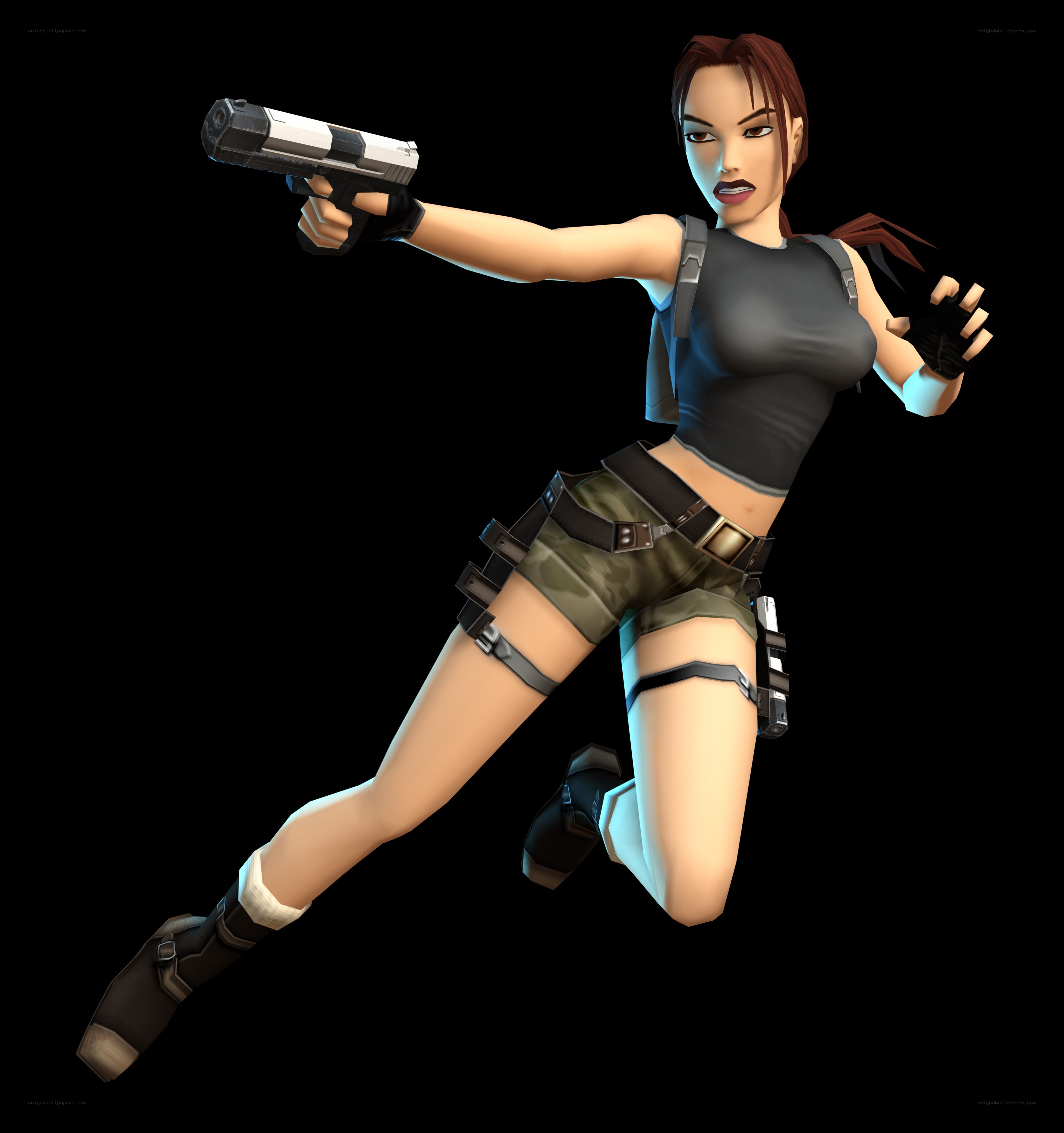 Lara Croft aiming pistol