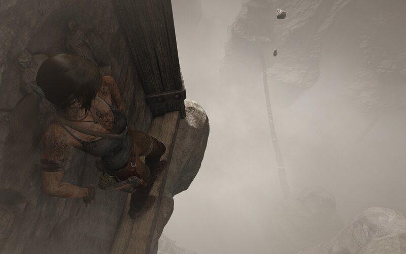Lara Croft Climbing — Gray