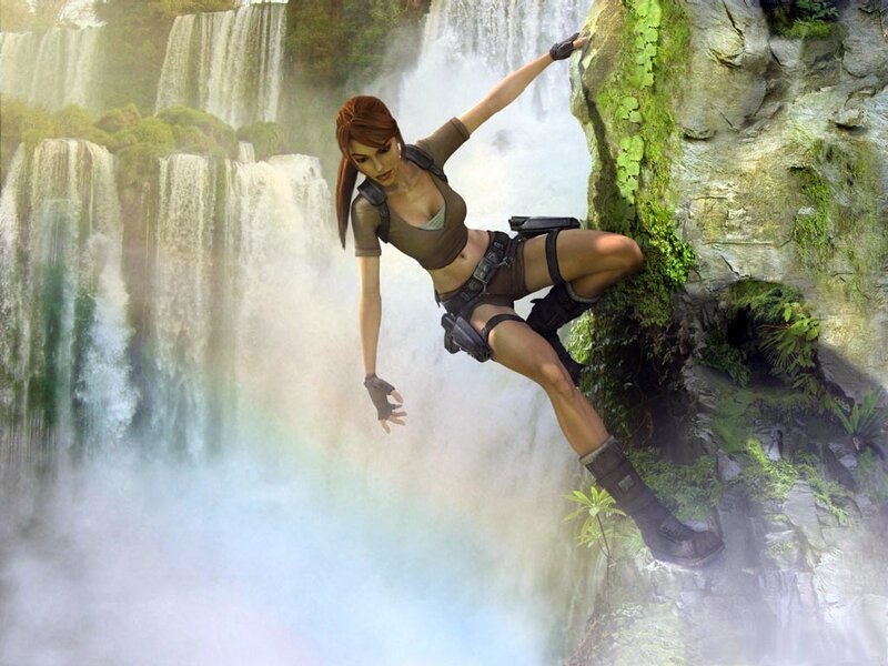 Lara Croft Climbing — Green, Adventurous, Afternoon
