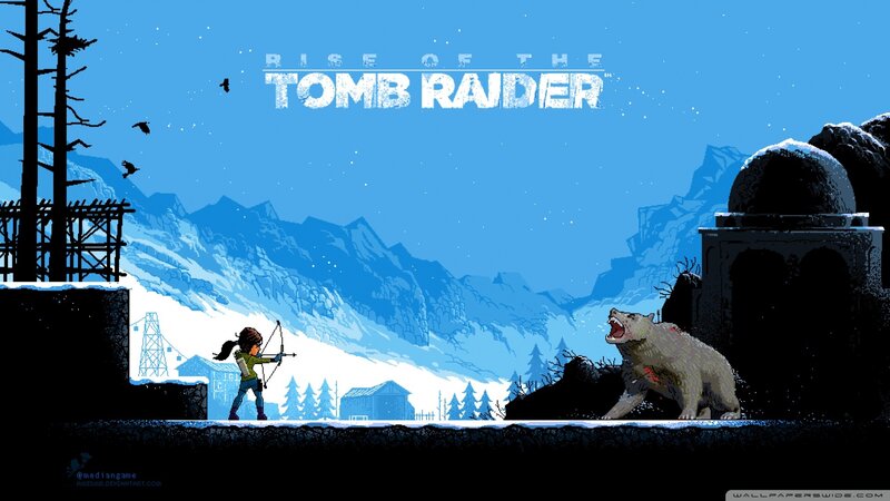 Lara Croft Fighting Bear — Blue