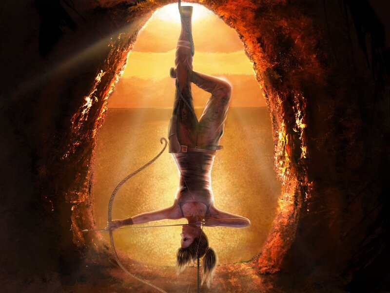 Lara Croft Hanging Upside Down