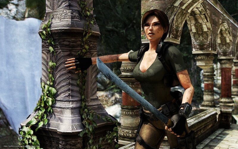 Lara Croft Holding a Sword