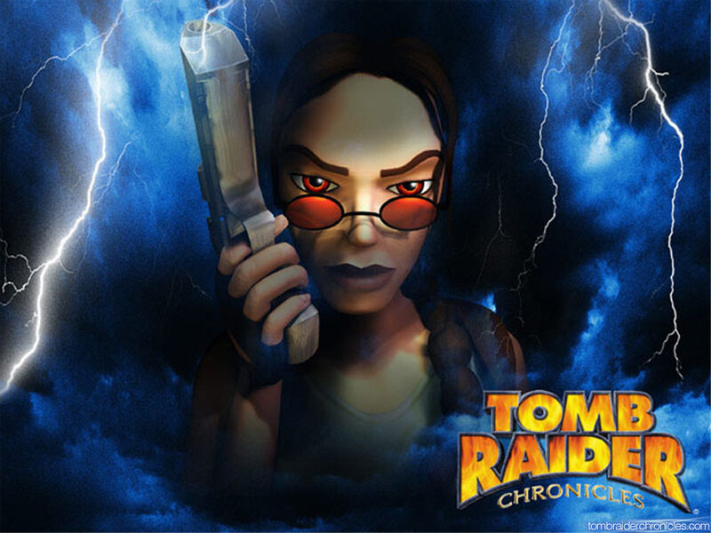 Lara Croft Holding Gun — Blue
