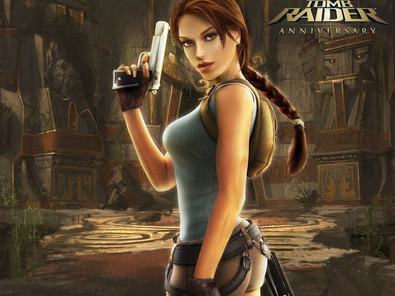 Lara Croft Holding Gun — Brown, Dramatic, Digital Art, Ancient Ruins