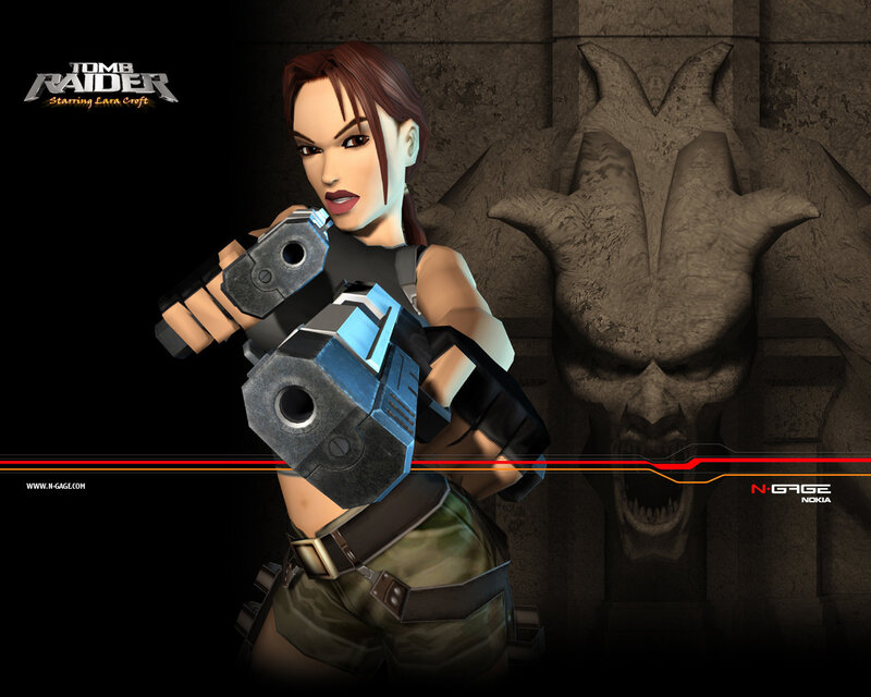 Lara Croft Holding Guns — Black