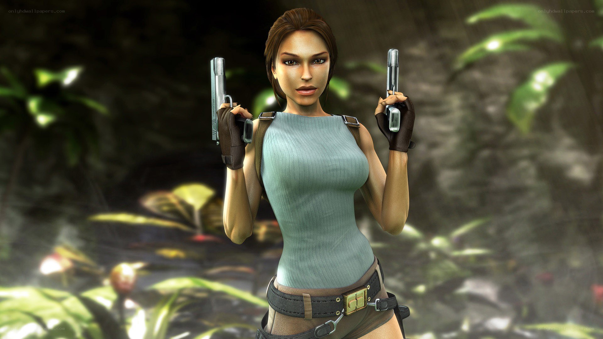 Lara Croft holding pistols