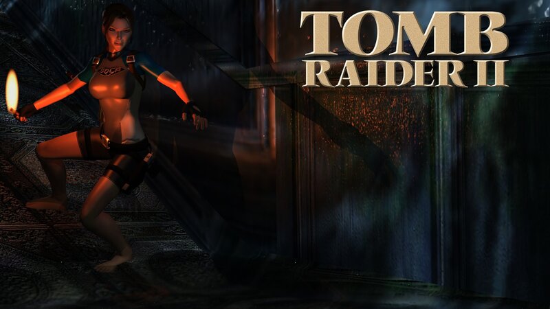 Lara Croft Holding Torch — Black