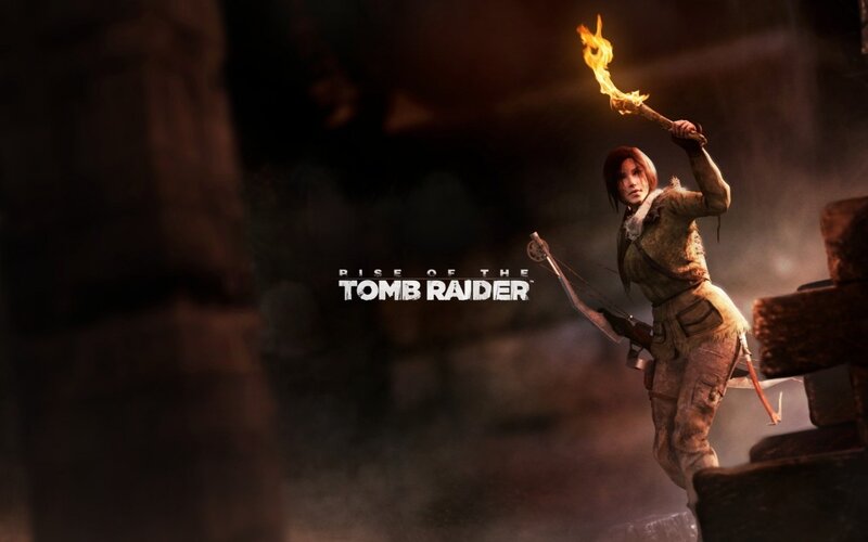Lara Croft Holding Torch — Brown, Dramatic