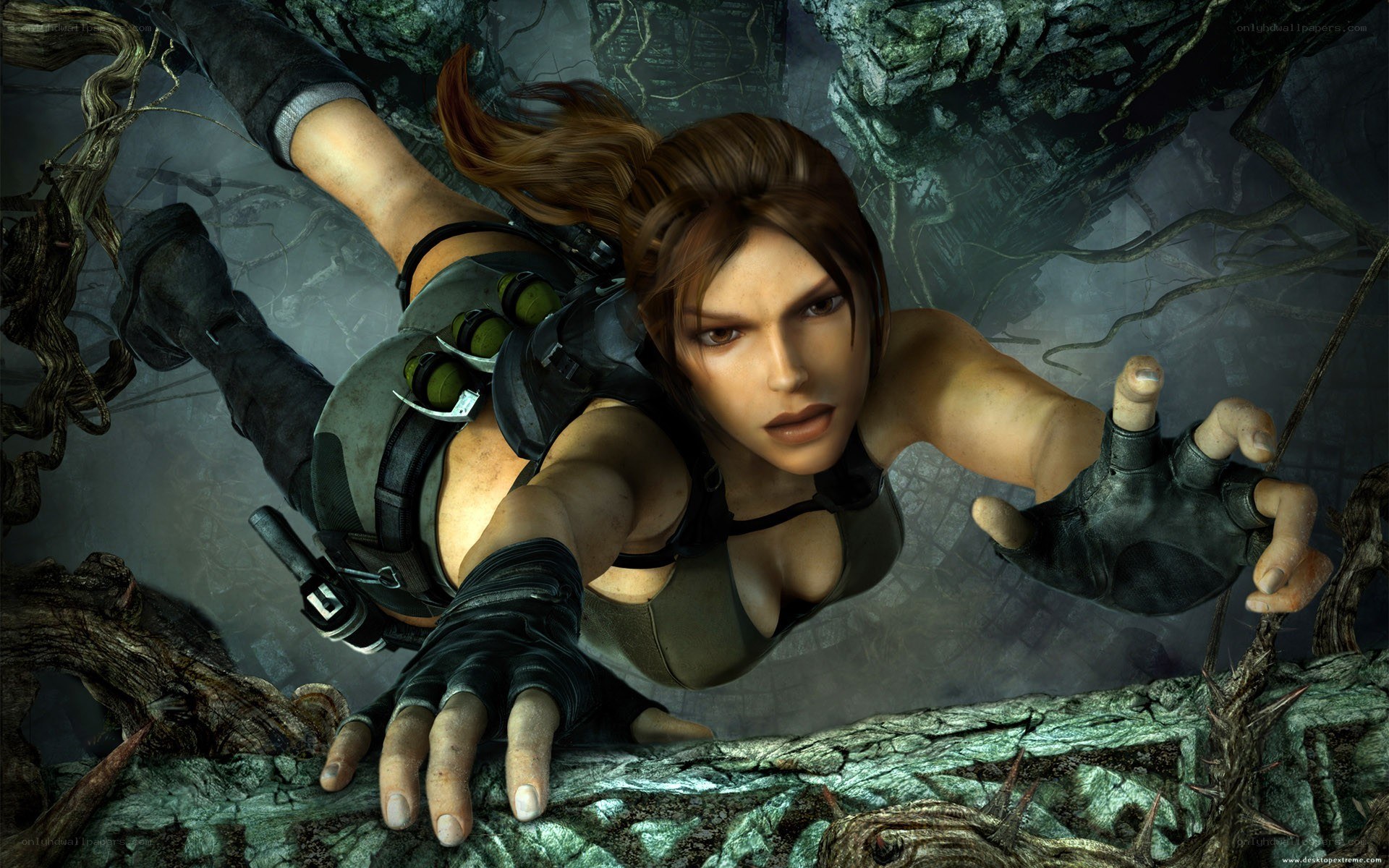 Lara Croft in a cave
