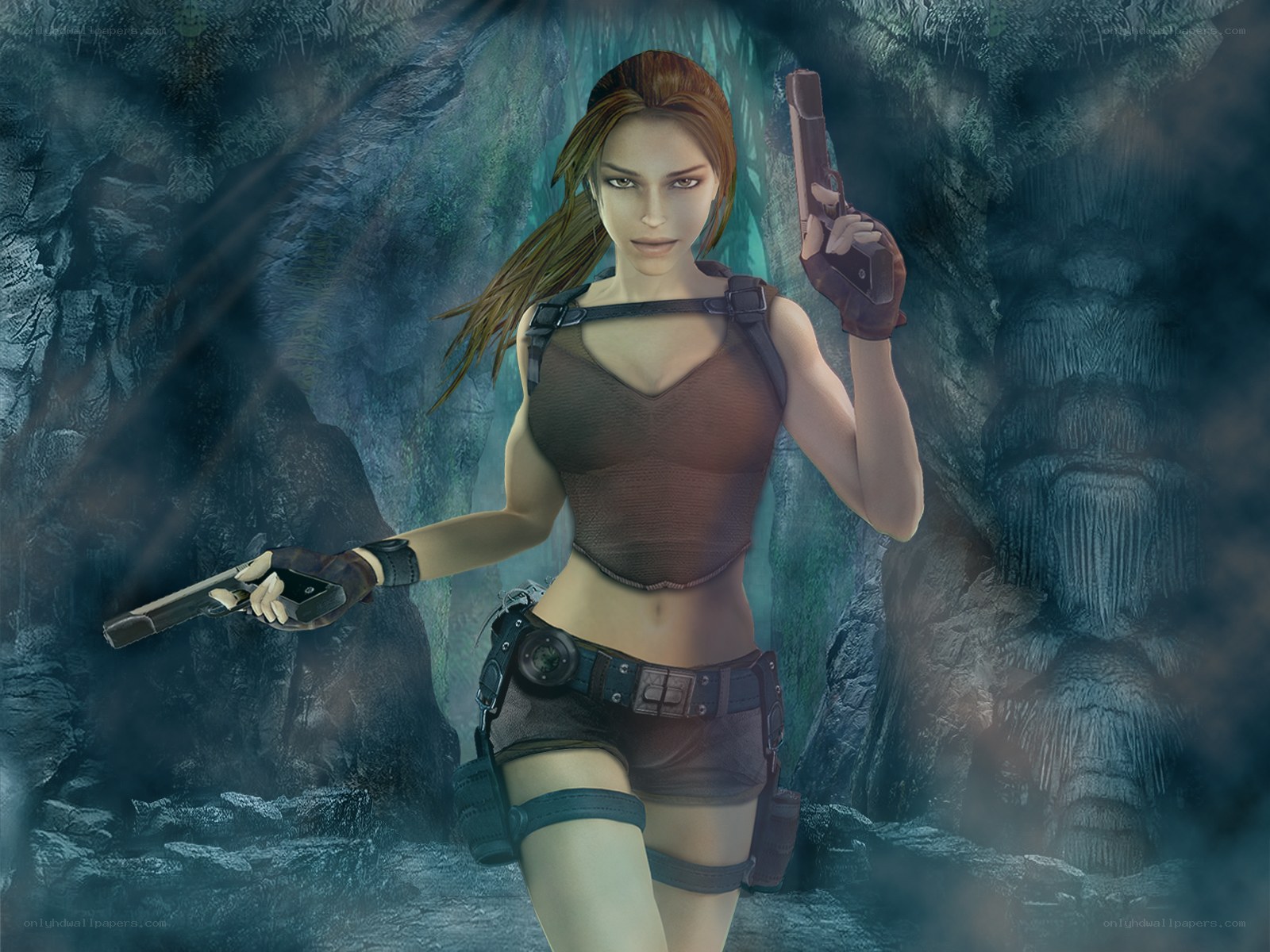 Lara Croft in a cave