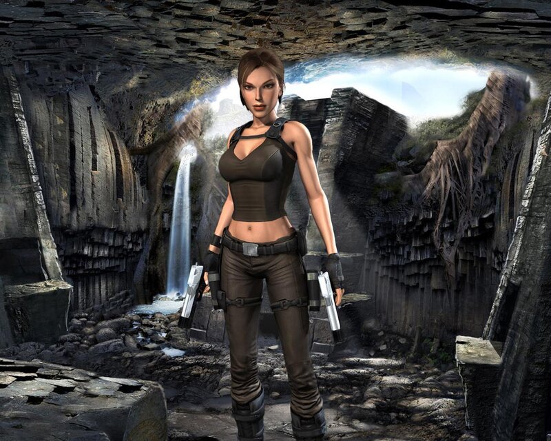 Lara Croft in a cave