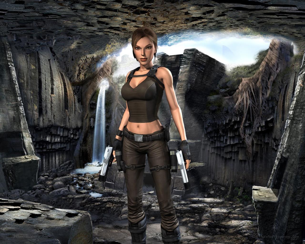 Lara Croft in a cave