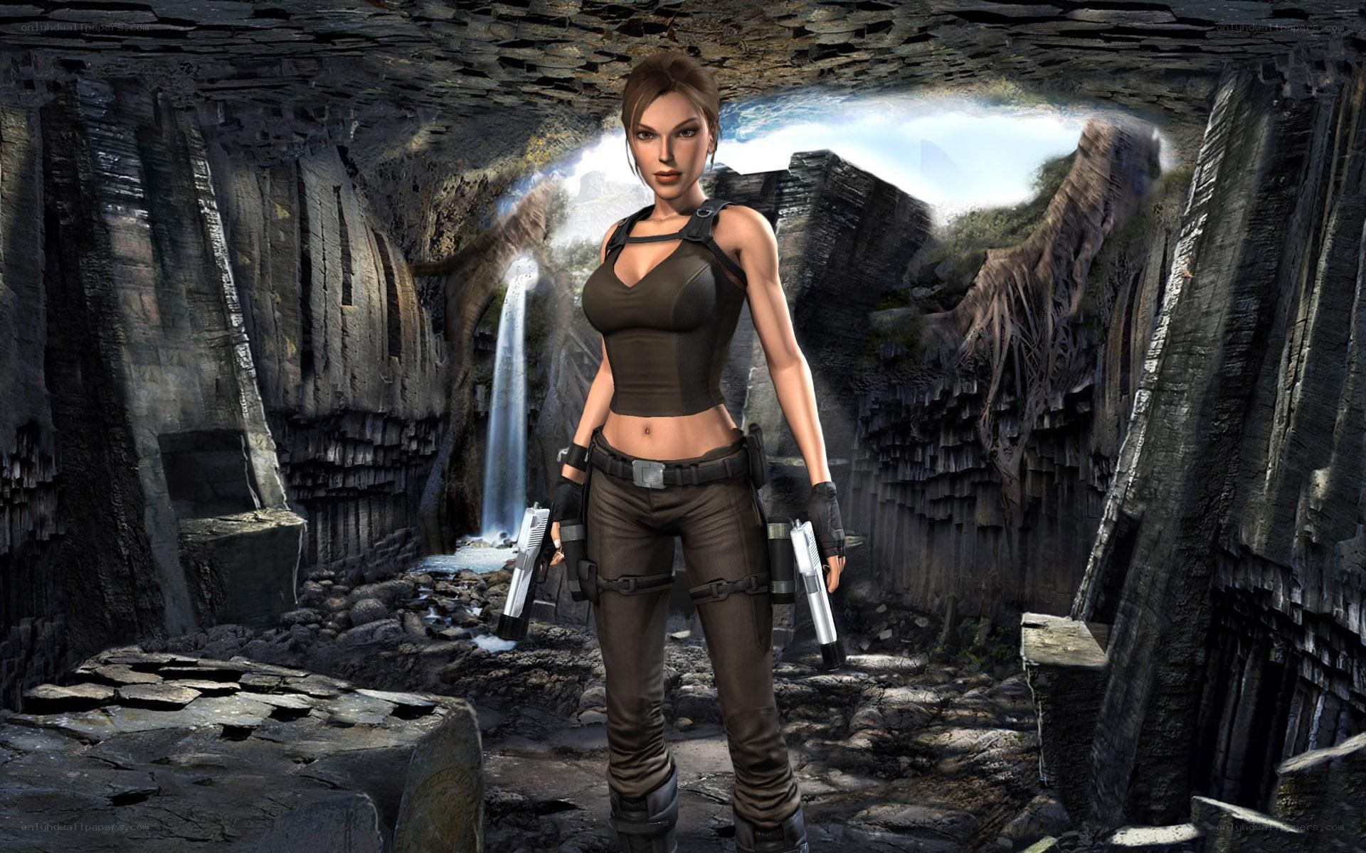 Lara Croft in a cave