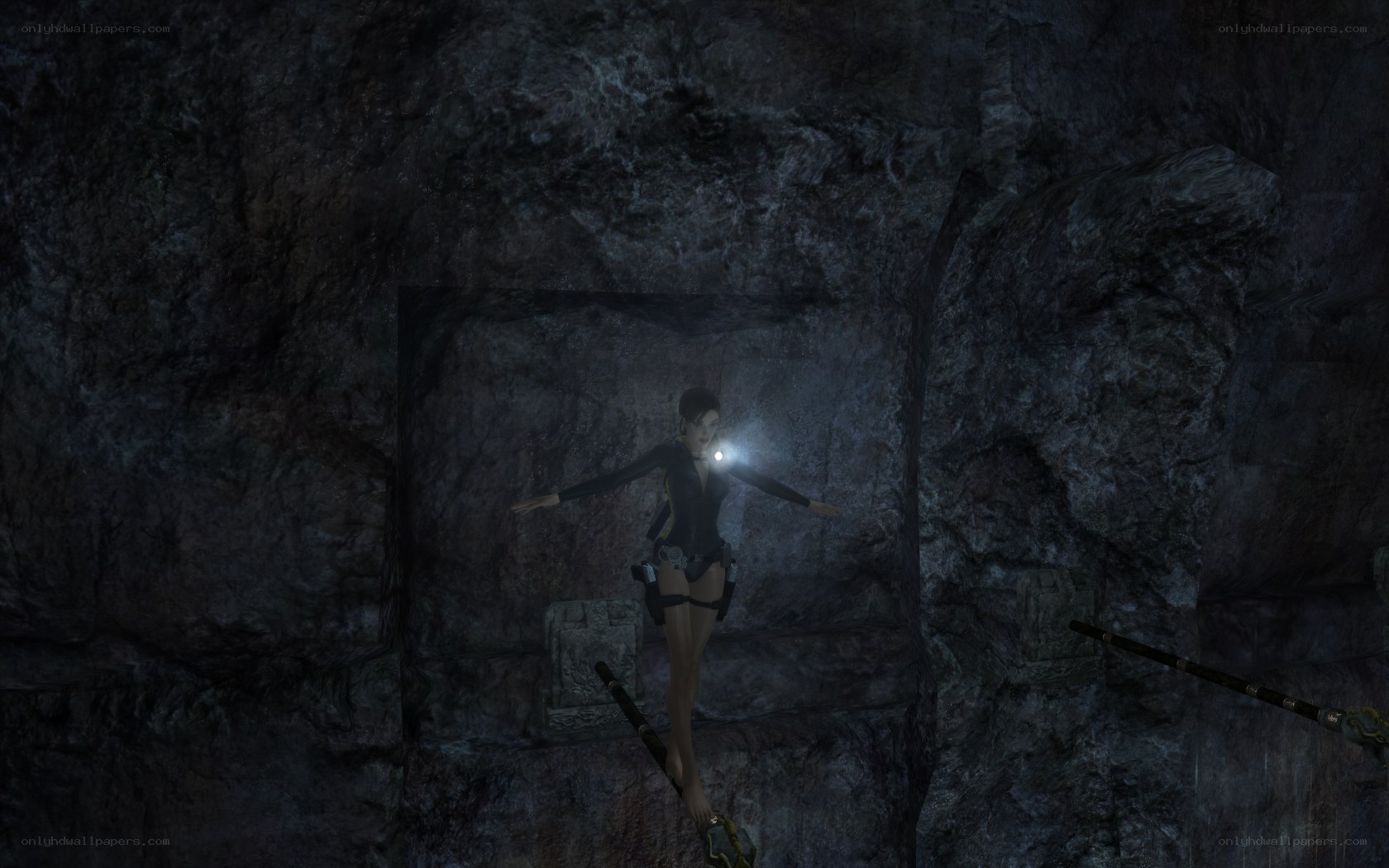 Lara Croft in a cave