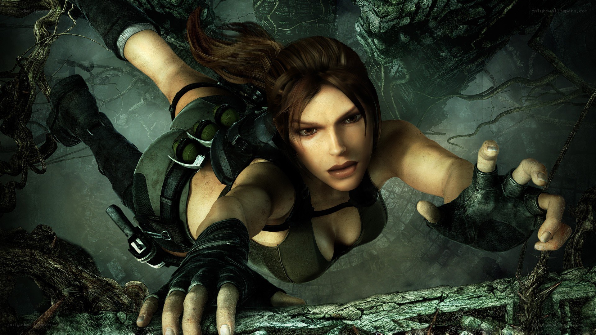 Lara Croft in a cave