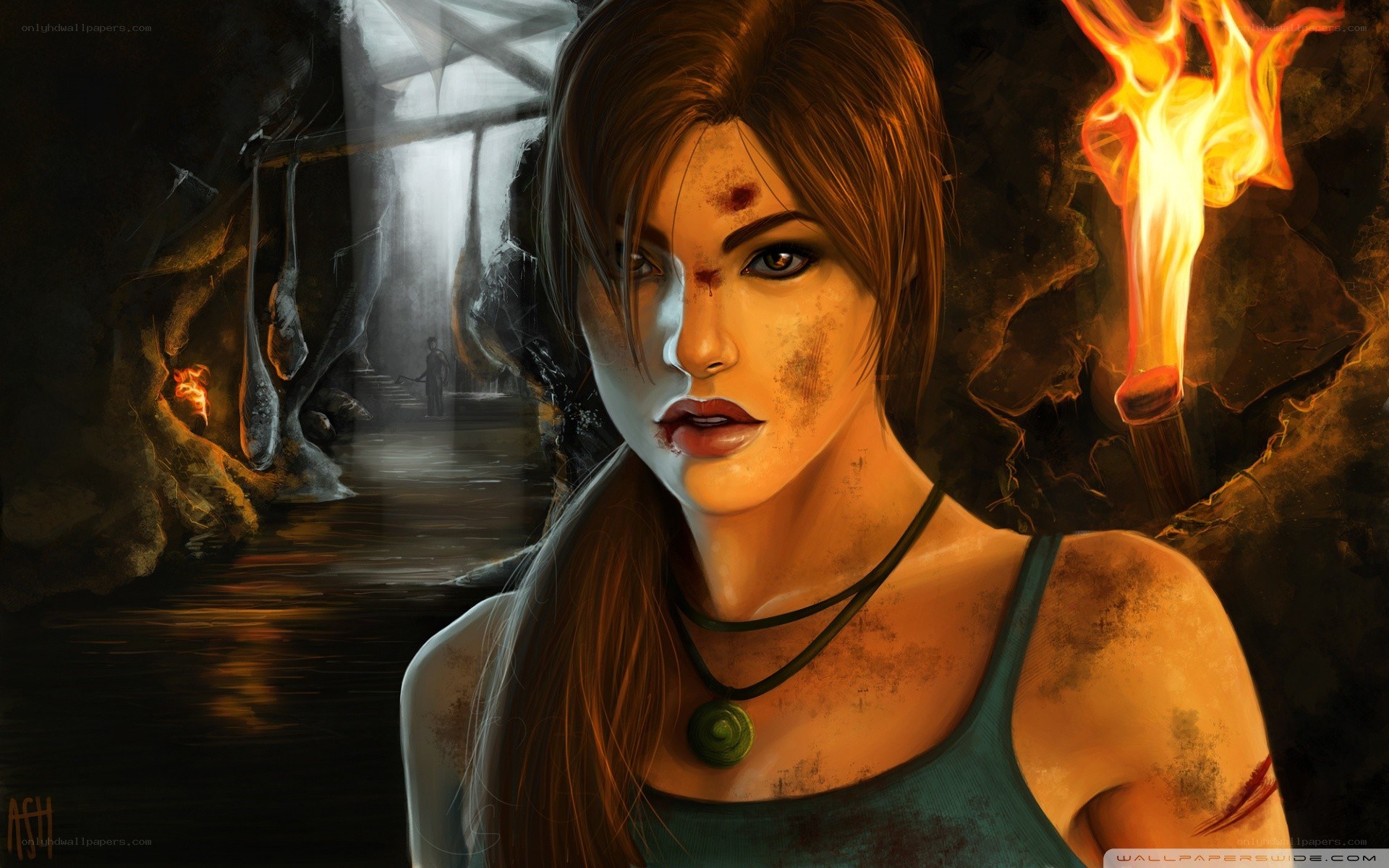 Lara Croft in a cave