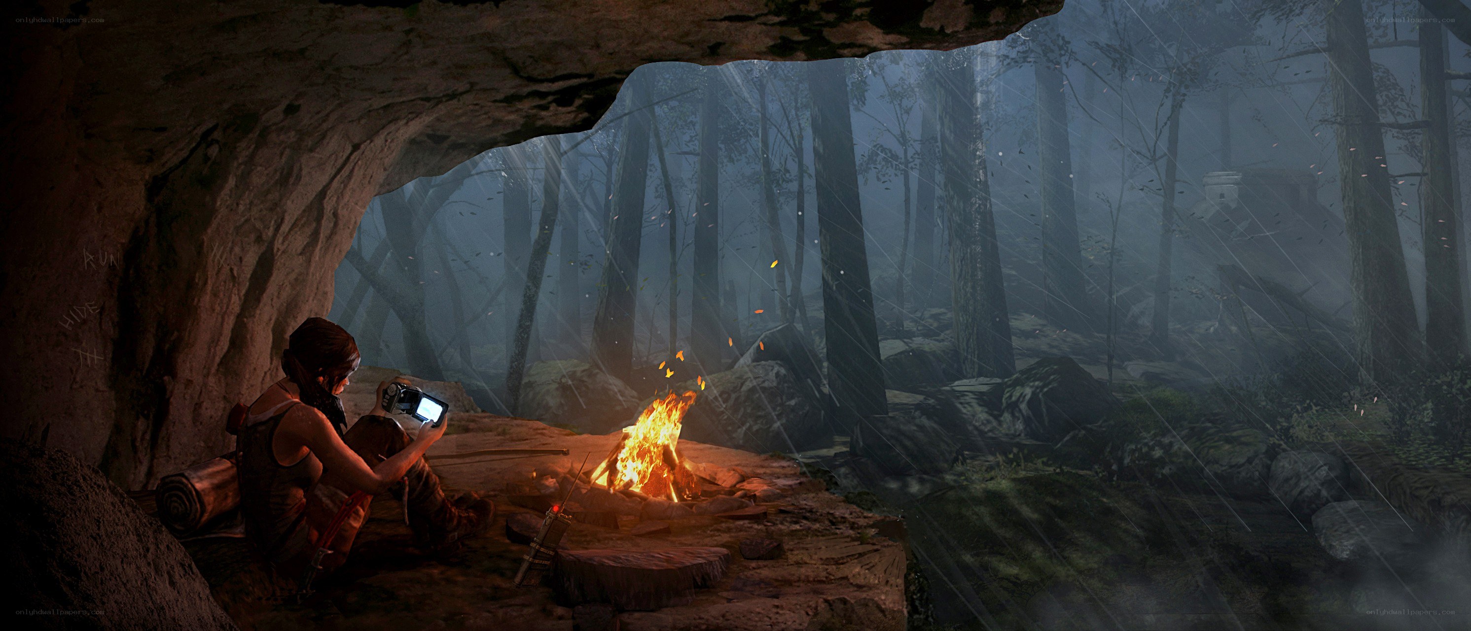 Lara Croft in a cave