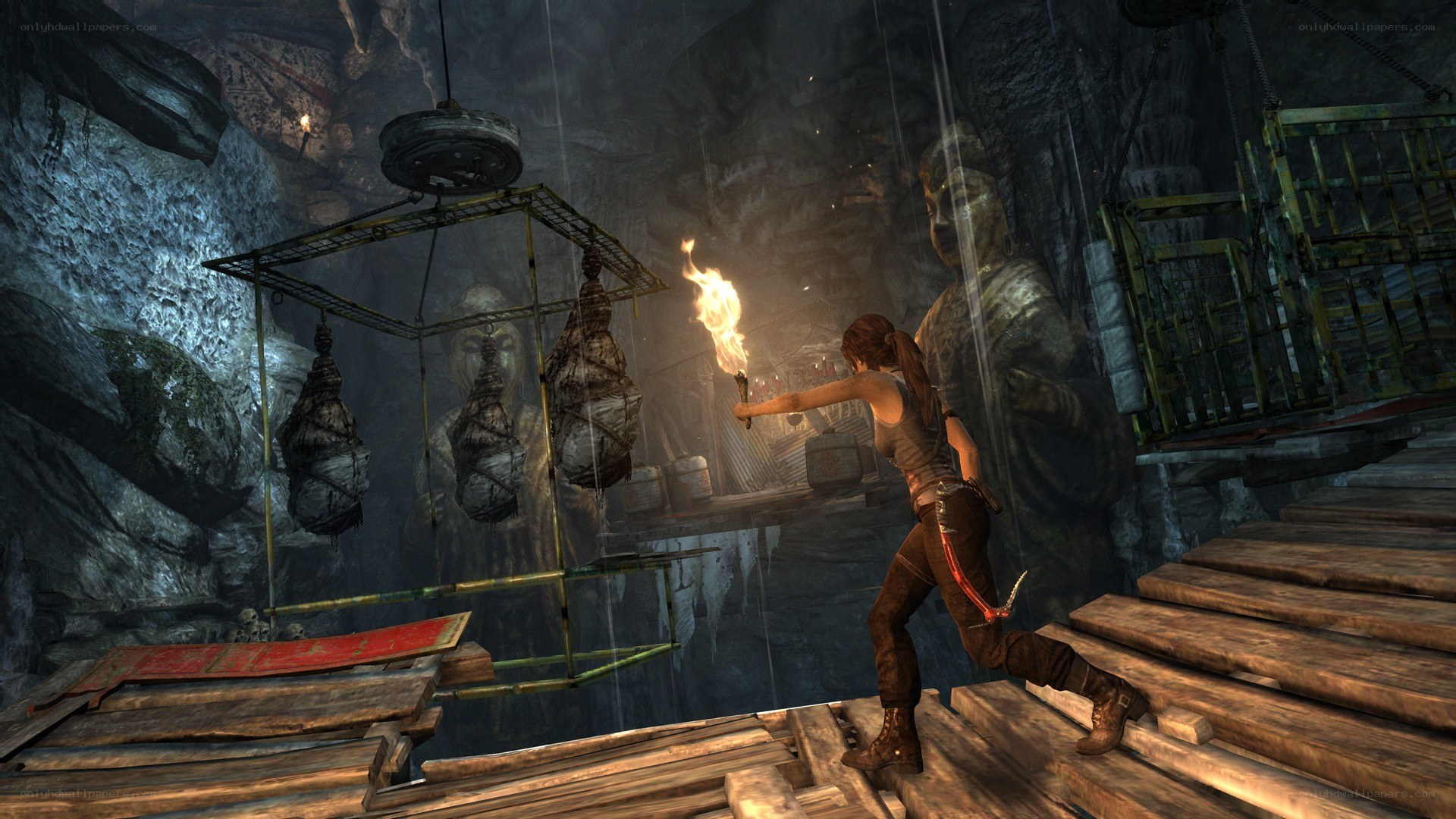 Lara Croft in a cave