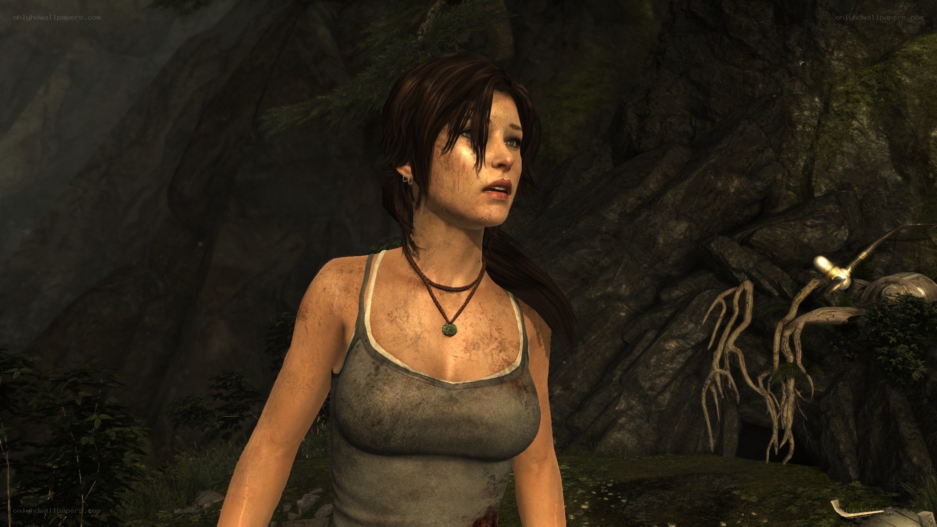 Lara Croft in a cave