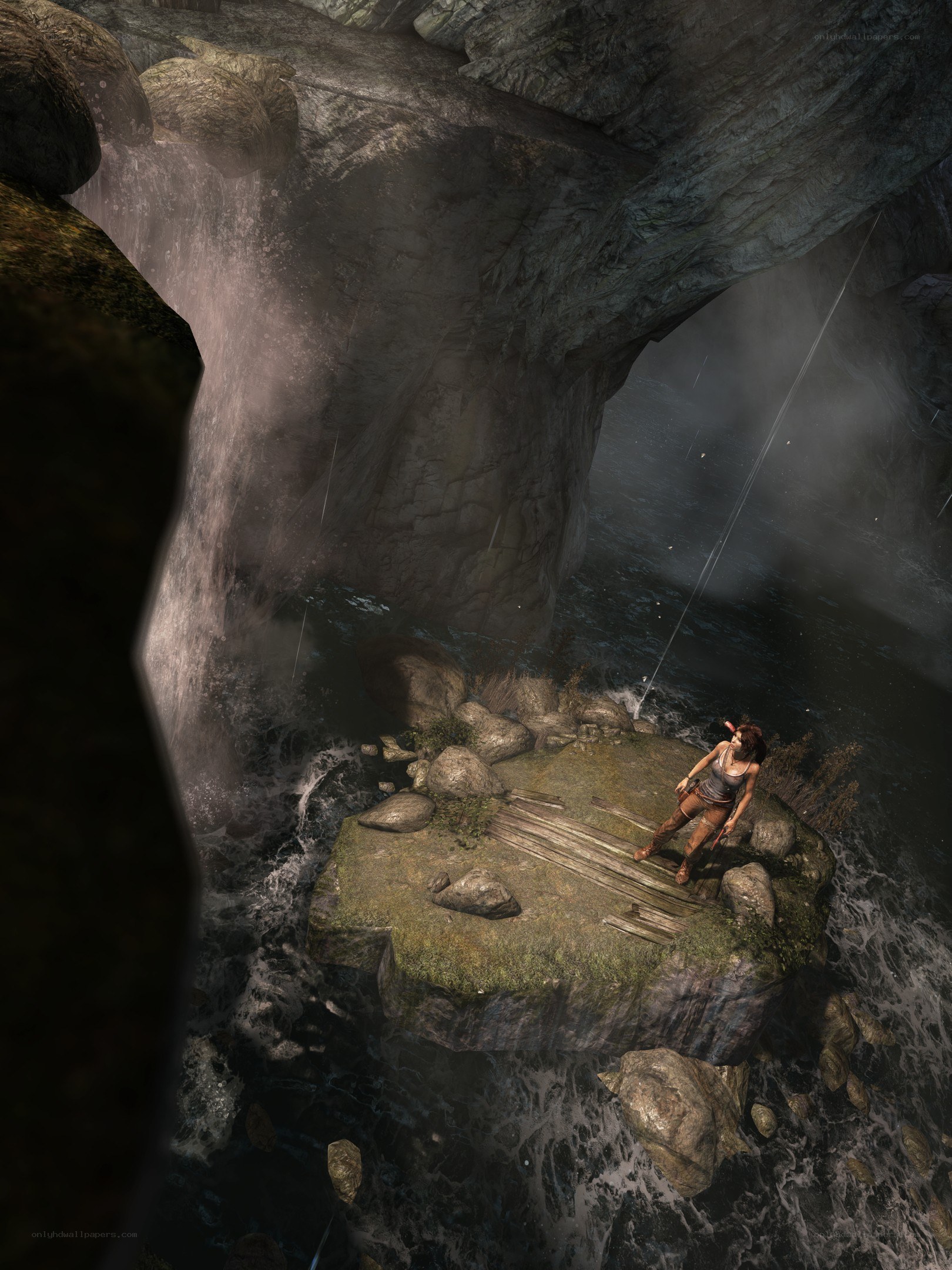 Lara Croft in a cave