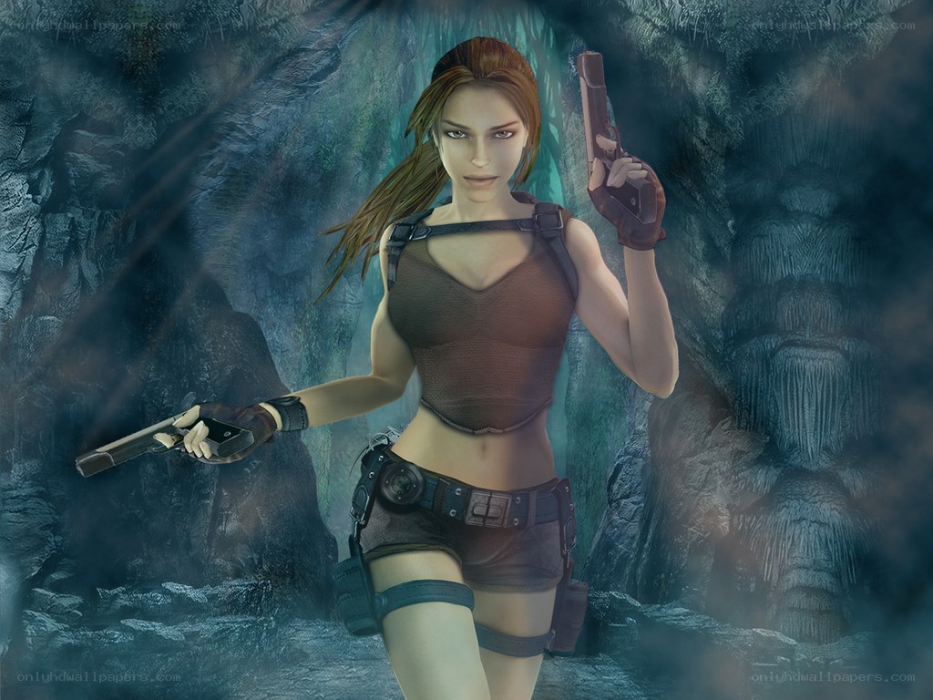 Lara Croft in a cave