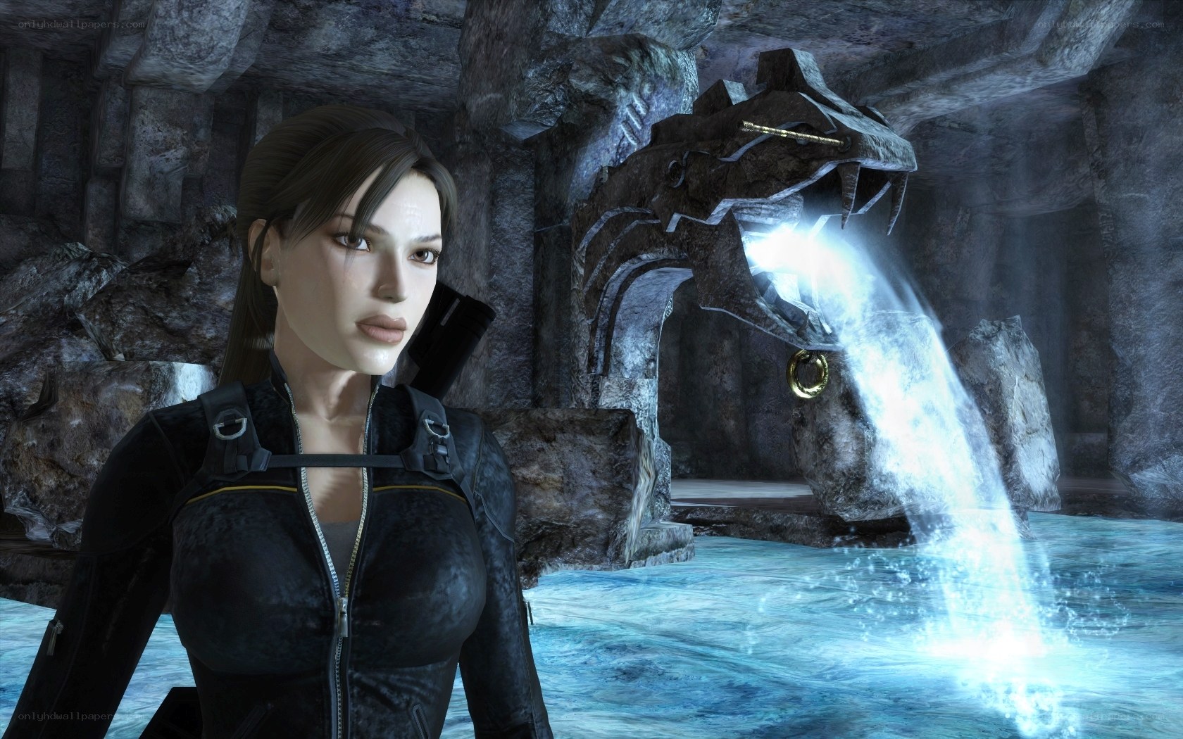 Lara Croft in a cave