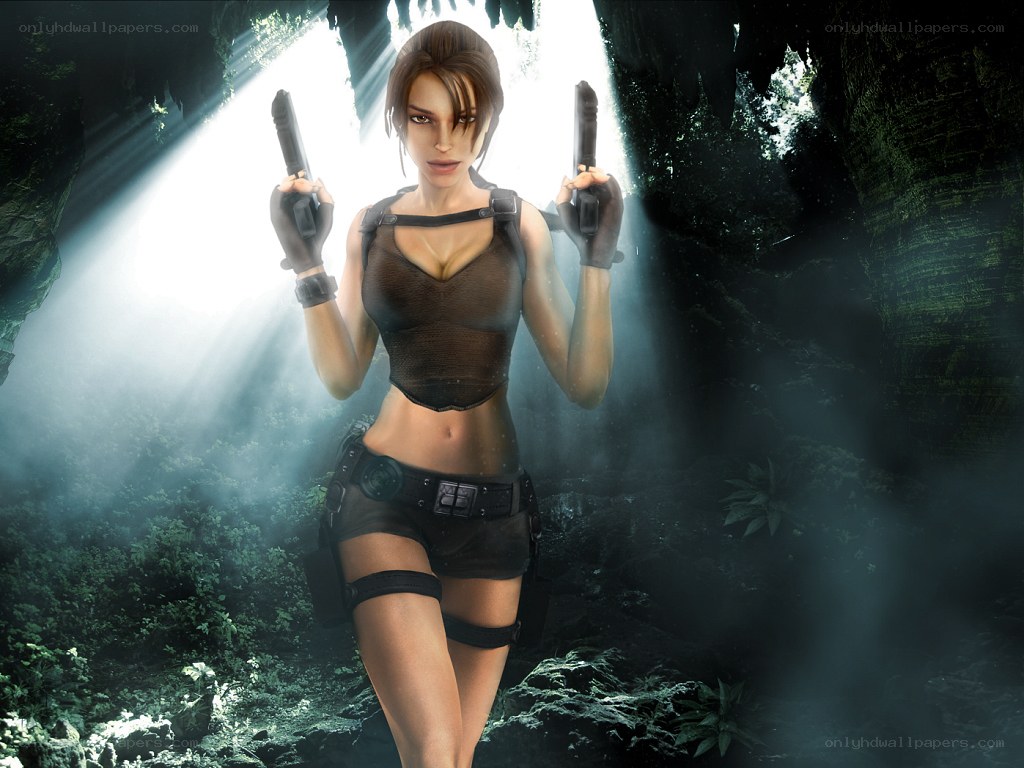 Lara Croft in a cave