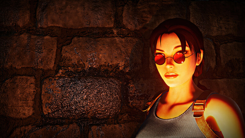 Lara Croft in a Cave — Orange