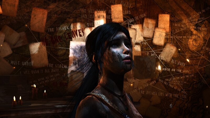 Lara Croft in a cryptic room