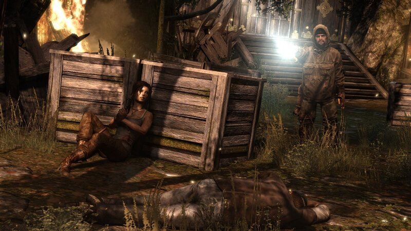 Lara Croft in a fiery ambush