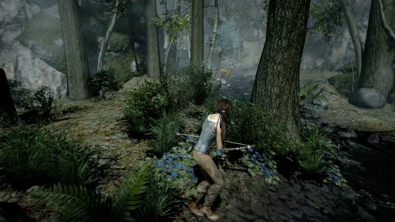 Lara Croft in a forest