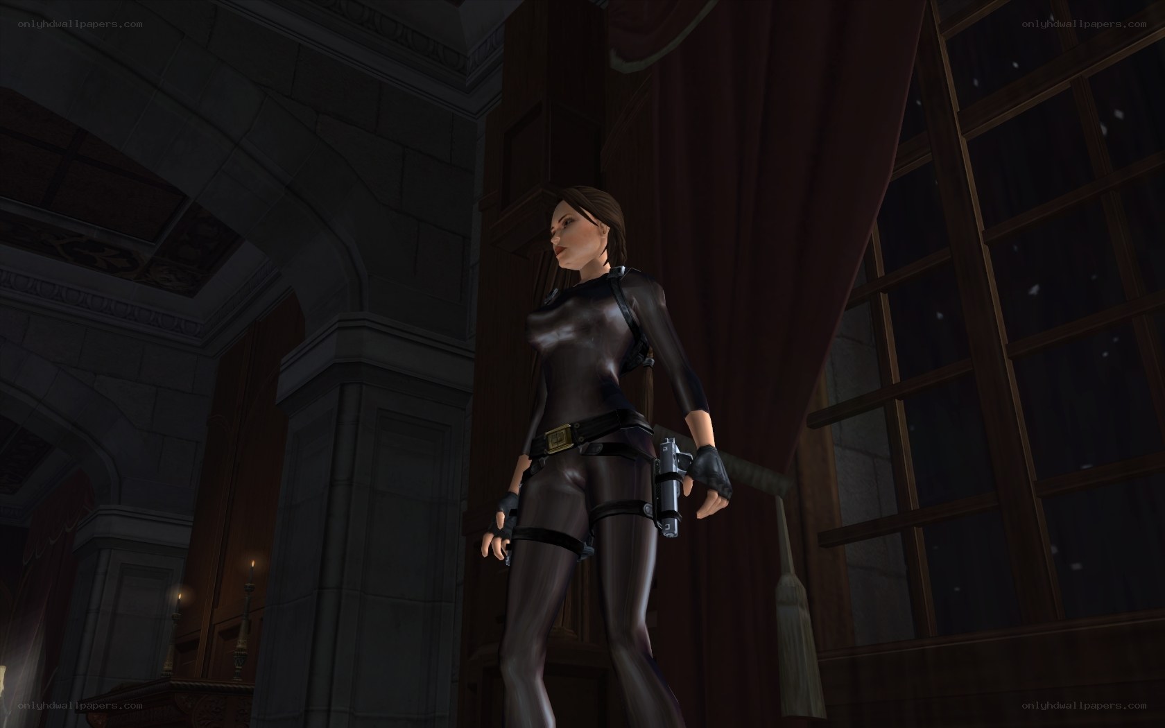 Lara Croft in a grand hall