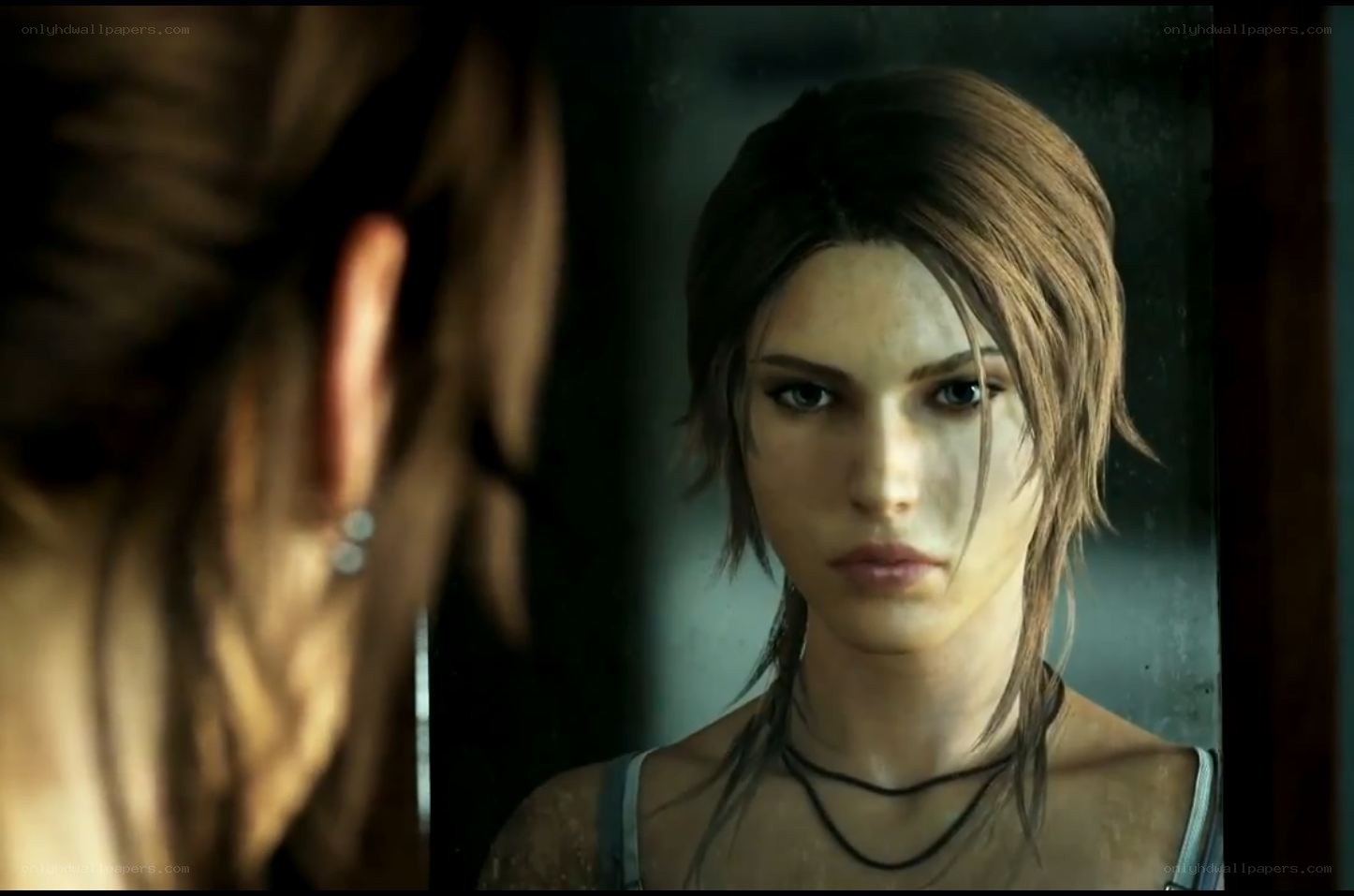 Lara Croft in a mirror